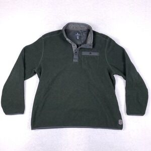 G.H. Bass Snap Neck Fleece Sweater XL Green